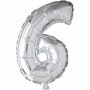 Folieballon , zilver, 6, H: 41 cm, 1 stuk