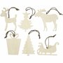 Ornamenten triplex - Houten decoraties - Triplex figuren - DIY hout ornamenten - Houten figuren voor decoratie - Triplex decoratie figuren - 7-9 cm - 6 stuks
