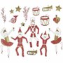 Labels, goud, rood, wit, afm 2,2x12,5 cm, 57 stuk