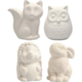 Dierenspaarpot - Keramische Spaarpot - DIY Decoratie Voor Creatieve Knutselprojecten - Handgeschilderde Uil, Vos, Egel & Haas - Ideaal Als Cadeau & Thuisdecoratie - Set Van 4 Stuks