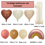 Ballonnen Versiering - Grote Feest Ballonnen Met Regenboog - Ronde Folie Ballonnen - Hartjesballonnen - Cijfer 1 Ballon - Ballonnen Voor 1e Verjaardag - Regenboog Bohemian Stijl - Roze Wit - #1