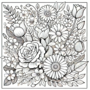 Bloemen Kleurboek - Bloemen Kleurplaten - Volwassenen En Kinderen Bloemboeketten - Kleurboek Natuur Wilde Bloemen - 21,59 x 21,59 cm - 40 Kleurplaten
