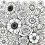 Bloemen Kleurboek - Bloemen Kleurplaten - Volwassenen En Kinderen Bloemboeketten - Kleurboek Natuur Wilde Bloemen - 21,59 x 21,59 cm - 40 Kleurplaten