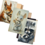 Bosdieren Kaarten  Kaarten Set bosdieren  Wenskaarten Bosdieren  Incl. Kraft Enveloppen Bosprint  Scrapbooking  Bos Thema - Enveloppen met bospatroon  Decoratieve Stickers Bosdieren - 52delig