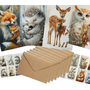 Bosdieren Kaarten  Kaarten Set bosdieren  Wenskaarten Bosdieren  Incl. Kraft Enveloppen Bosprint  Scrapbooking  Bos Thema - Enveloppen met bospatroon  Decoratieve Stickers Bosdieren - 52delig