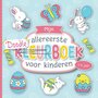 Kleurboek vanaf 1-3 jaar - Doodle Boek - Peuters - Eerste Inkleurboek - Grote Plaatjes - Eenvoudige Kindvriendelijke Illustraties - Thema: Pasen - 21x21cm - 55 Kleurplaten - Incl. Waskrijtje