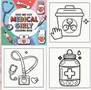 Medical Girly Kleurboek - Kleurboek Volwassen & Tieners - Bold & Easy - Simpele Kleurplaten Dokters Accesoires - Ziekenhuis Plaatjes Eenvoudig - 20x20cm - 22 Medische Kleurplaten