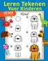 Dieren Leren Tekenen Kinderen - Tekenboek Kinderen - Kleurboek Kinderen En Kleuters - Stap Voor Stap Dieren Tekenen - Educatief - Tekeninstructies Kinderen - 21,5 x 28 cm - Incl. 1 Waskrijtje