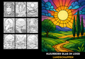 Kleurboek Glas In Lood Natuur - Glas In Lood Kleurplaten Landschappen - Stained Glass - Kleurboek Landschap En Natuur Volwassenen En Tieners - A4 - 40 Kleurplaten In Mozaek Stijl