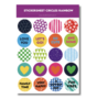 Studio Ins & Outs - Stickervel Cirkels Rainbow 2.0 - Pastel Stickers - Tekst & Hartjes & Patronen - Harde Regenboog Kleuren - 20 Stickers